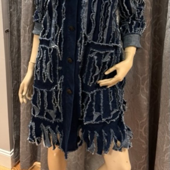 Samuel Dong Funky Fray Denim Duster - Picture 5 of 5